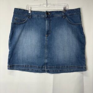 Lee Skort Denim Skirt Shorts Blue Womens 20W Mid Rise Regular Fit Casual Classic